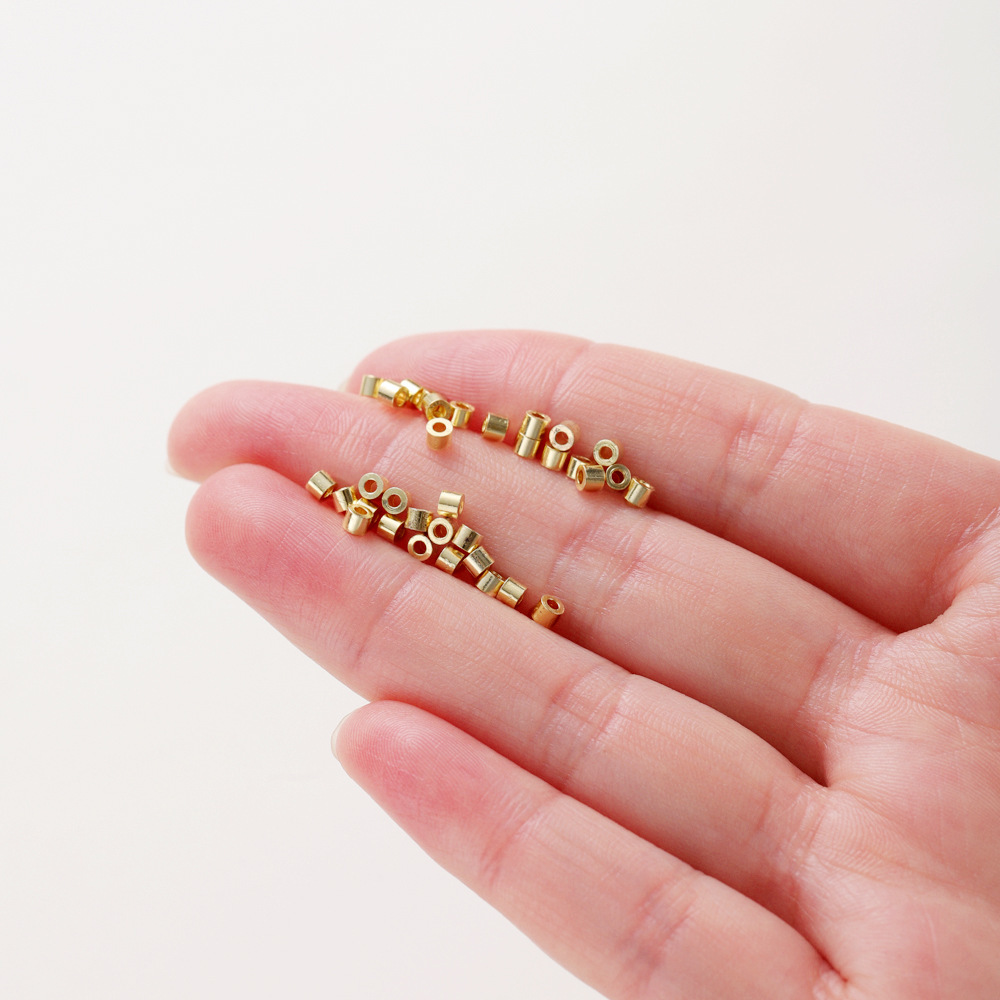 14K18K保色真金2.2 铜管 diy饰品配件 定位珠 间隔珠 隔断珠 圆管