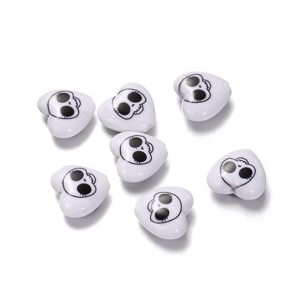 亚马逊新品 亚克力万圣节珠子 搞怪表情骷髅幽灵散珠 diy饰品配件