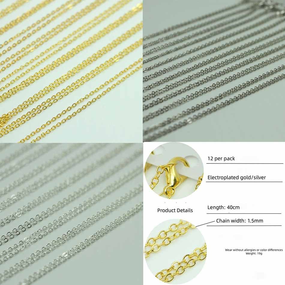 Silver‑Plated Metal Chain, O‑Chain With Lobster Clasp, 12pcs/pack, for DIY Jewelry Making Supplies