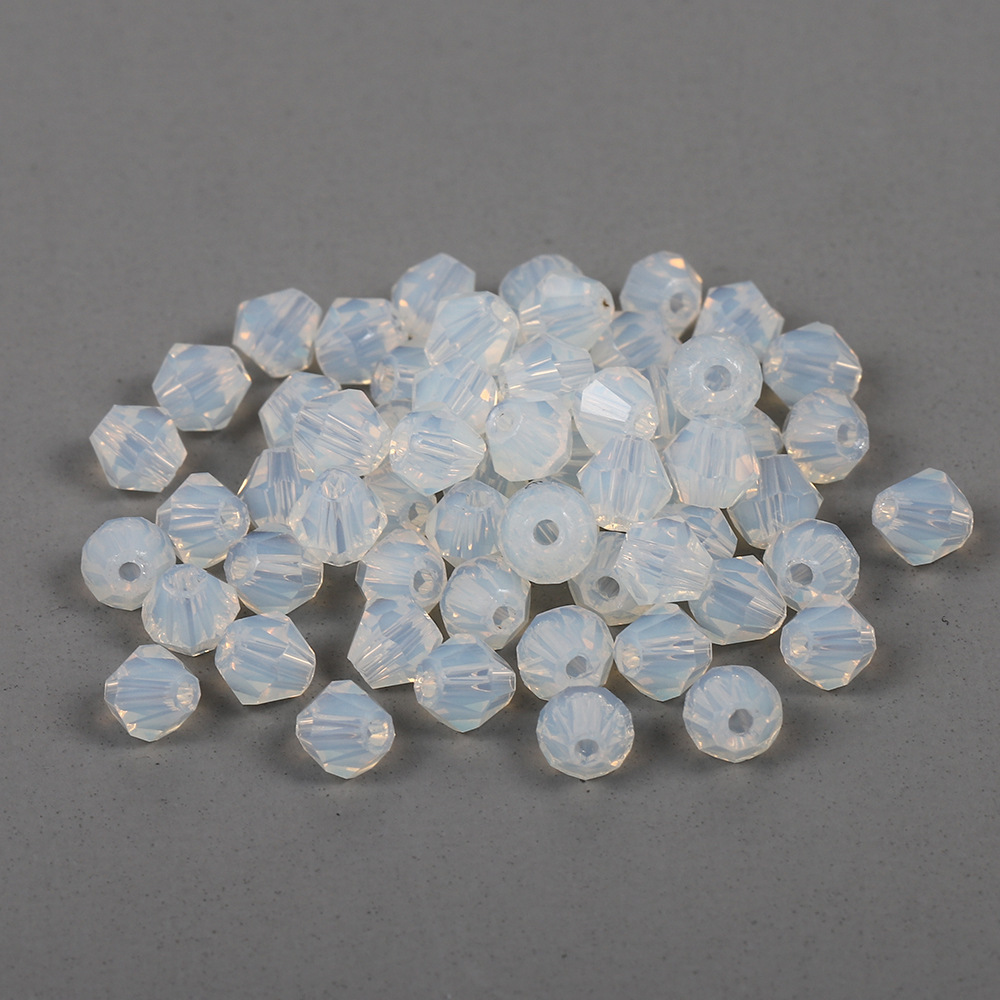 DIY首饰串珠散珠 菱形4mm透明玻璃水晶珠 首饰串珠材料饰品配件