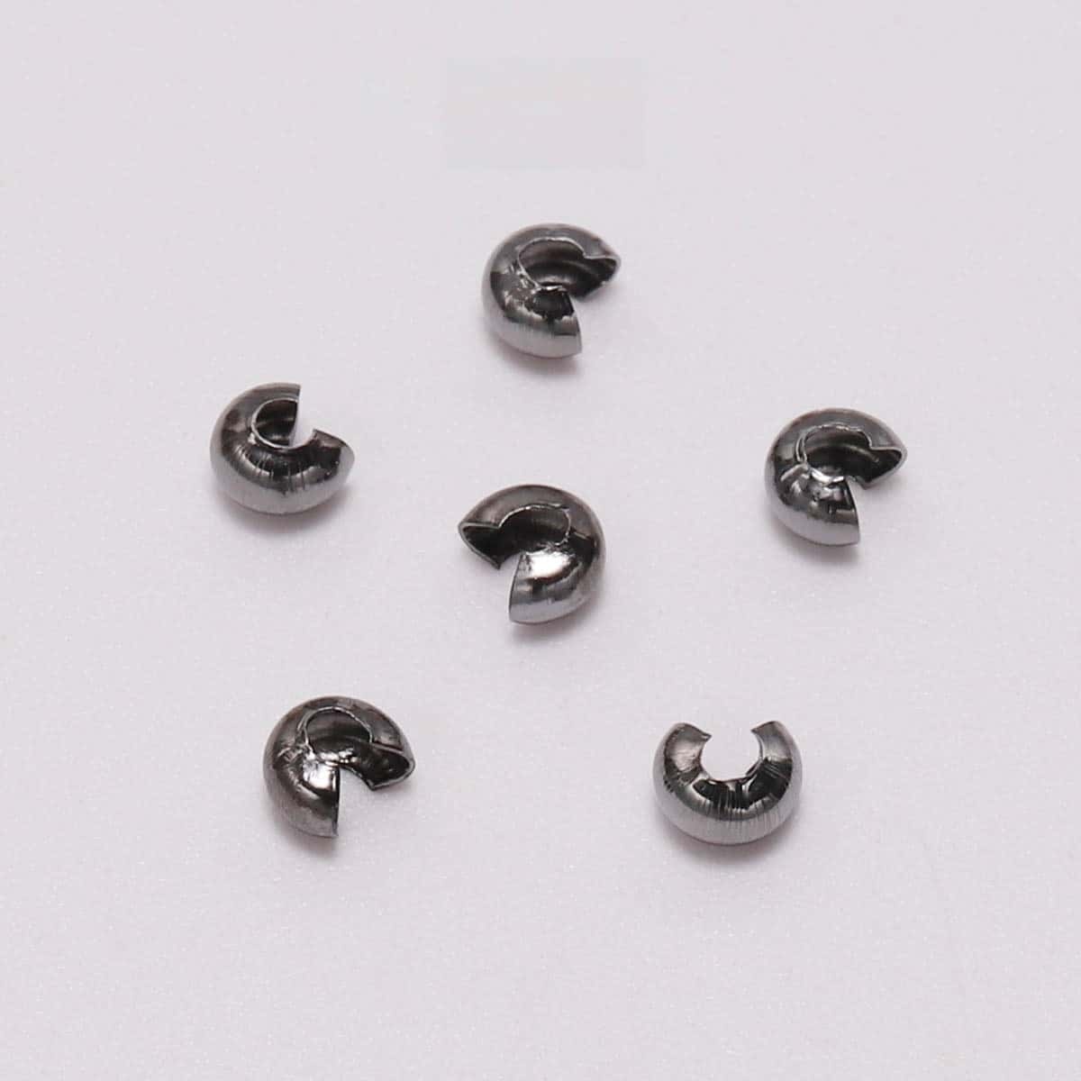 Brass Crimp Covers, C‑Shape Spacer Beads, 3mm / 4mm / 5mm, 100Pcs/Pack