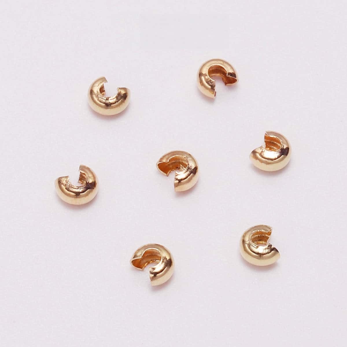 Brass Crimp Covers, C‑Shape Spacer Beads, 3mm / 4mm / 5mm, 100Pcs/Pack