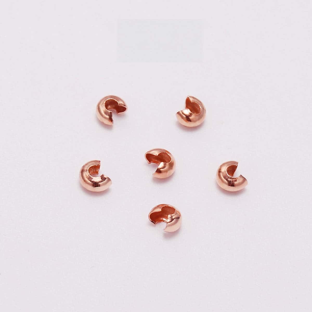 Brass Crimp Covers, C‑Shape Spacer Beads, 3mm / 4mm / 5mm, 100Pcs/Pack