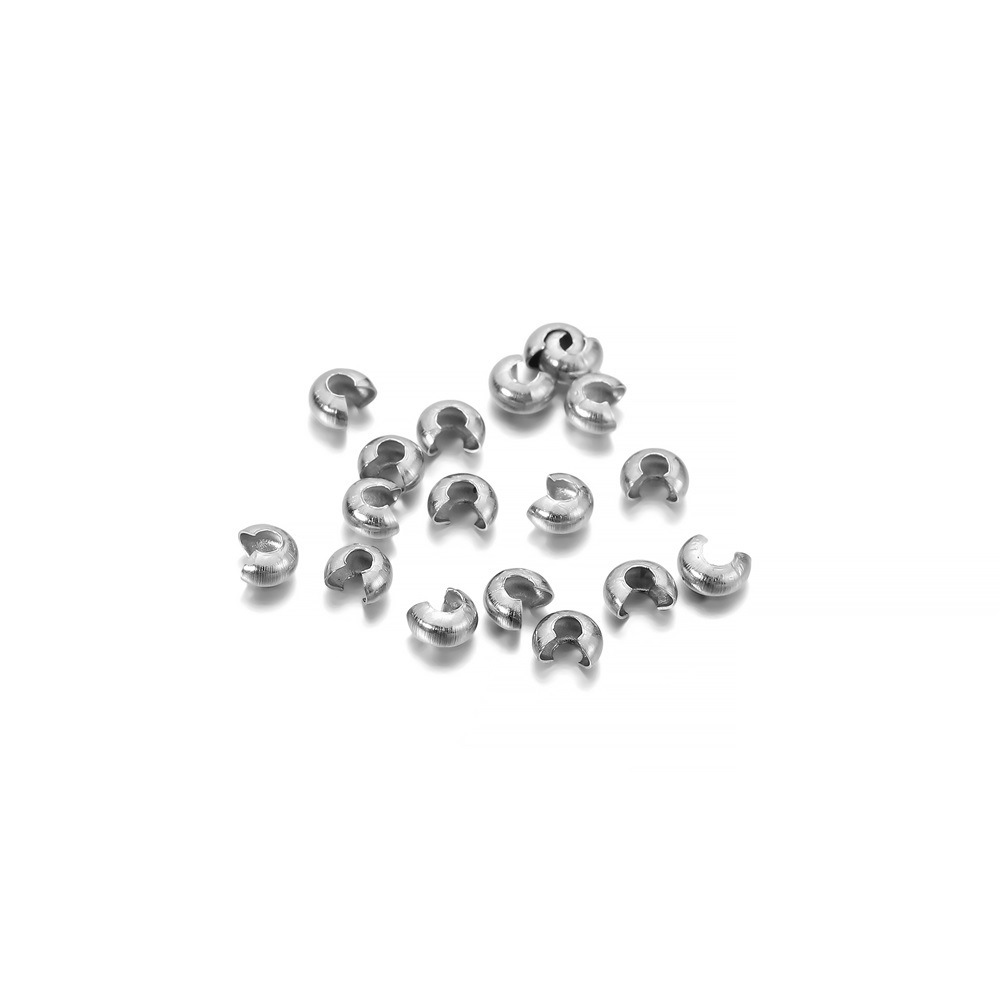 Brass Crimp Covers, C‑Shape Spacer Beads, 3mm / 4mm / 5mm, 100Pcs/Pack