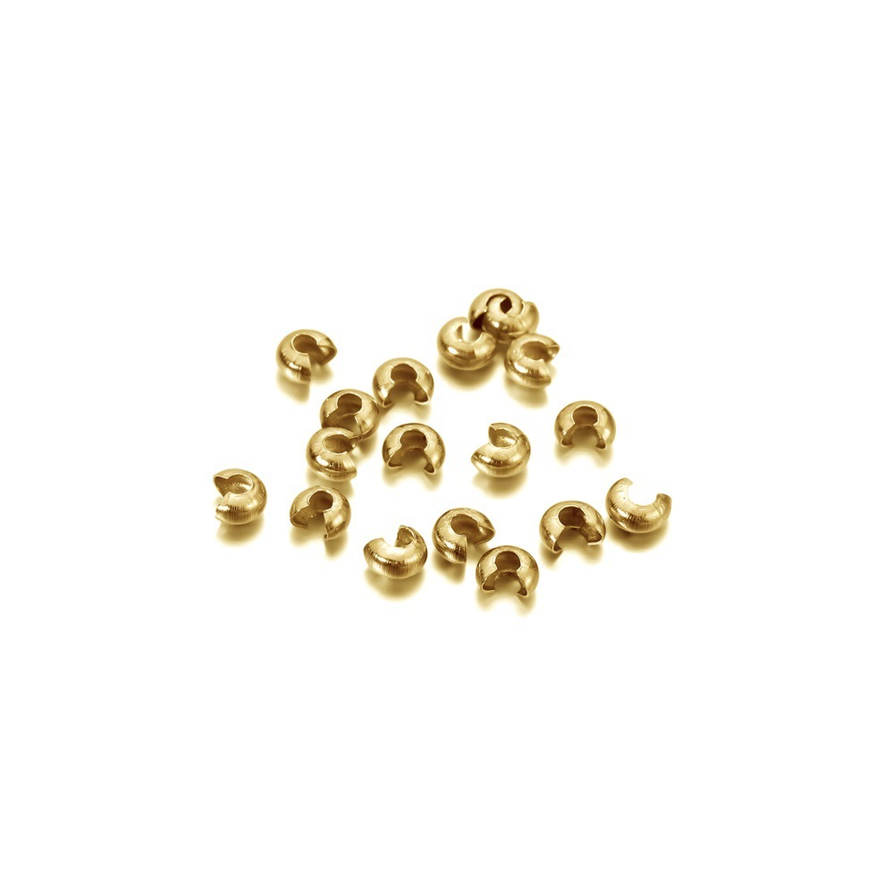 Brass Crimp Covers, C‑Shape Spacer Beads, 3mm / 4mm / 5mm, 100Pcs/Pack