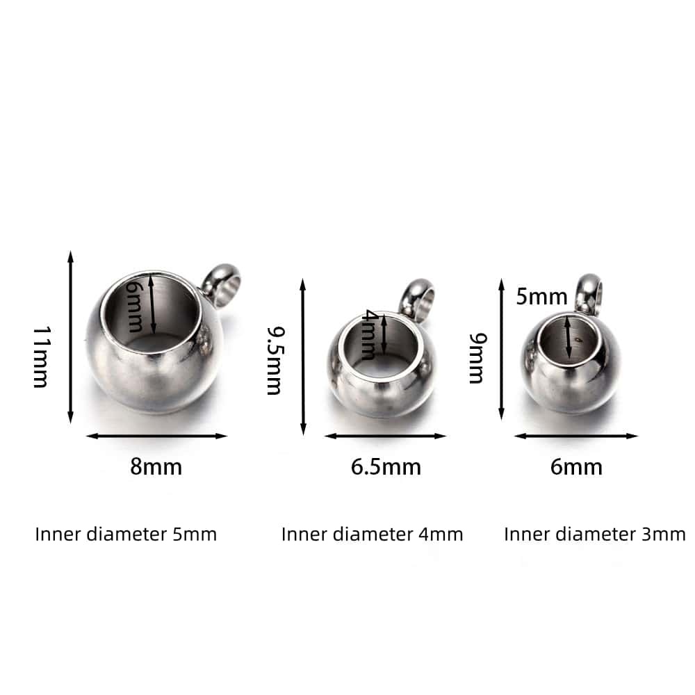 Stainless Steel Bail Spacer Beads, Inner Diameter 3mm / 4mm / 5mm, Can Hang Charms, 20Pcs/Pack