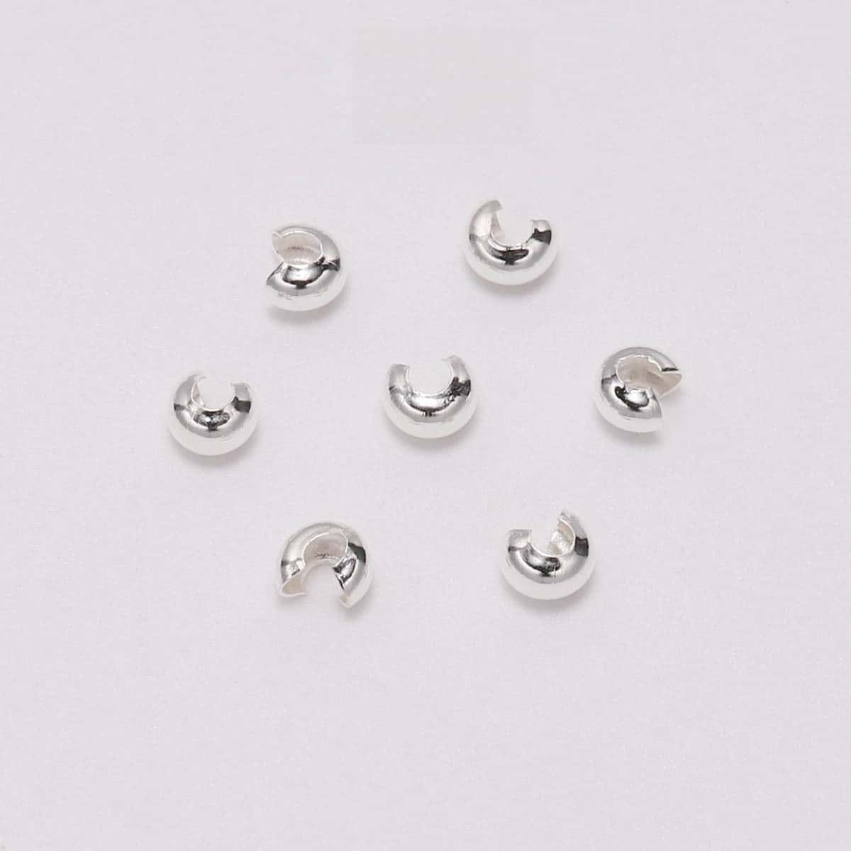 Brass Crimp Covers, C‑Shape Spacer Beads, 3mm / 4mm / 5mm, 100Pcs/Pack
