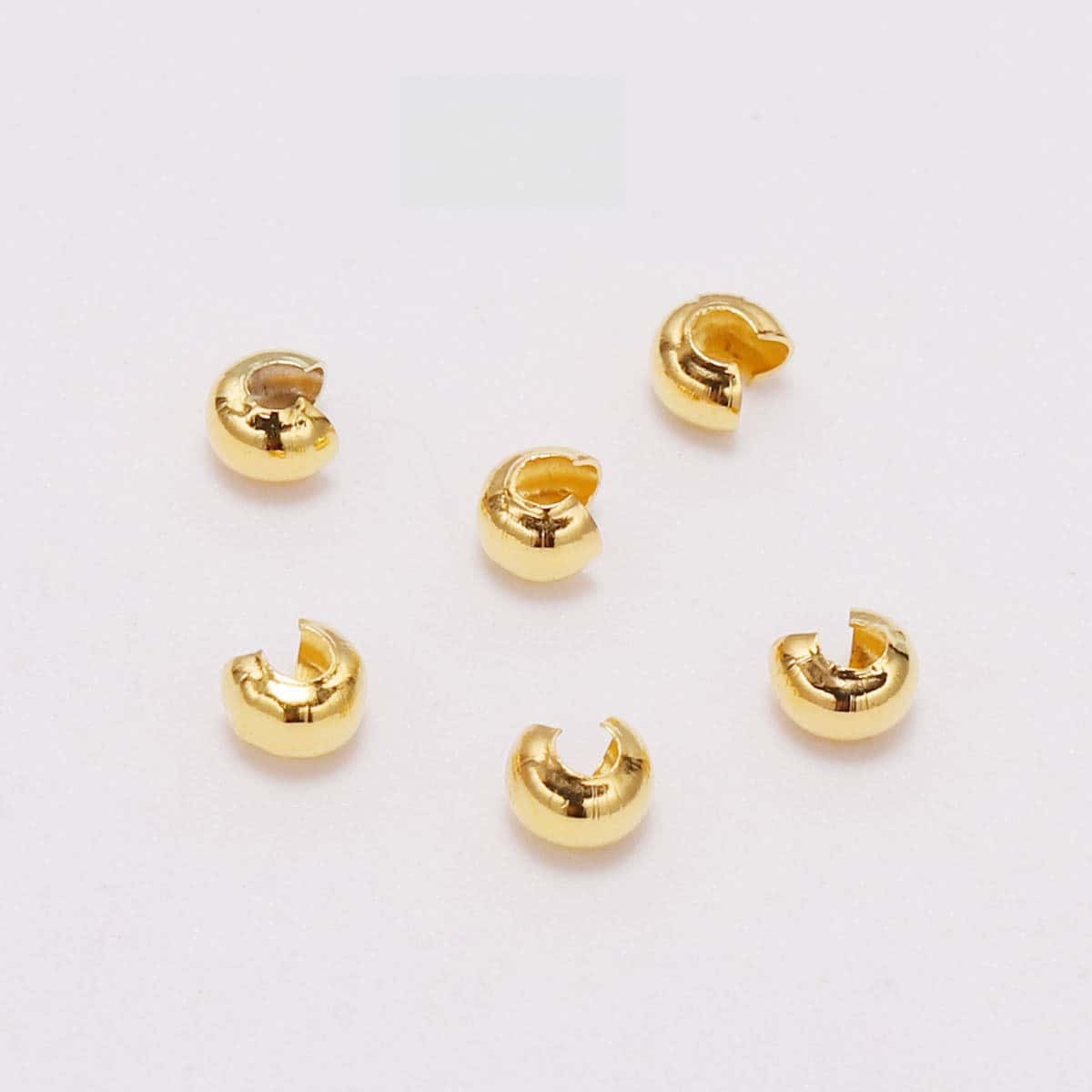 Brass Crimp Covers, C‑Shape Spacer Beads, 3mm / 4mm / 5mm, 100Pcs/Pack