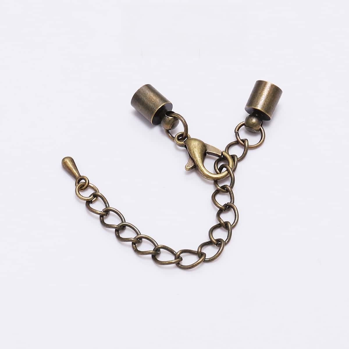 Iron Chain Extender, End Chains with Lobster Claw Clasps, Jump Rings, Cord End Caps and Water Drop Charms, Outer Diameter 3‑10mm, 10Sets/Pack