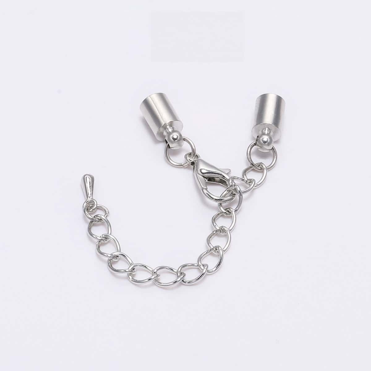 Iron Chain Extender, End Chains with Lobster Claw Clasps, Jump Rings, Cord End Caps and Water Drop Charms, Outer Diameter 3‑10mm, 10Sets/Pack