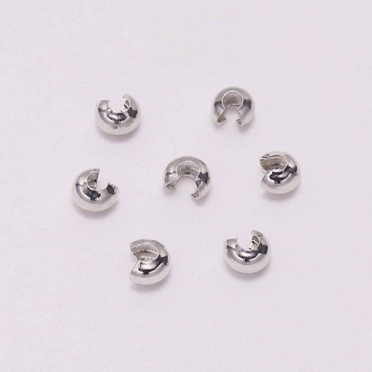 Brass Crimp Covers, C‑Shape Spacer Beads, 3mm / 4mm / 5mm, 100Pcs/Pack