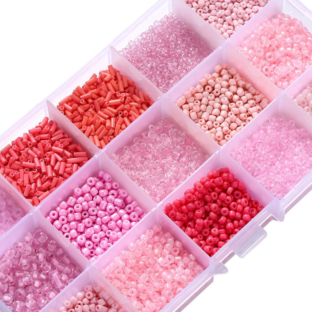 2-7mm15格盒装玻璃米珠彩色串珠套组diy手链项链饰品配件串珠材料