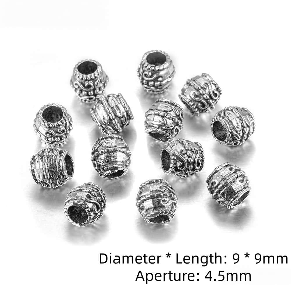 Zinc Alloy Spacer Beads, Antique Silver, 6x5.5mm, Hole:3.5mm, Large Hole, 20Pcs/Pack