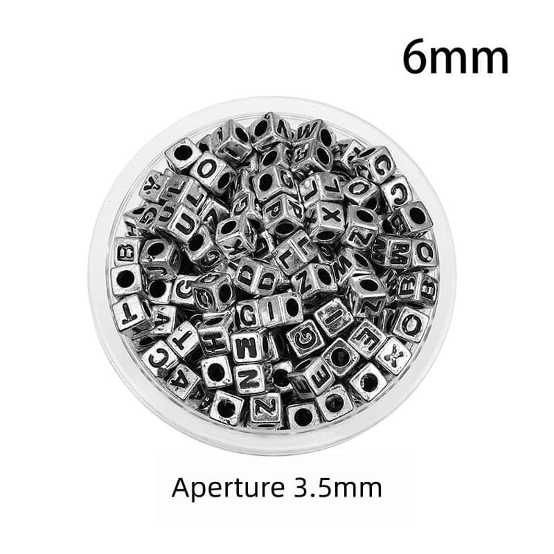 Opaque Acrylic Beads, Large Hole, Square, Alphabet Beads, Hole:3.5mm, 5mm/6mm/7mm, 120Pcs/Pack