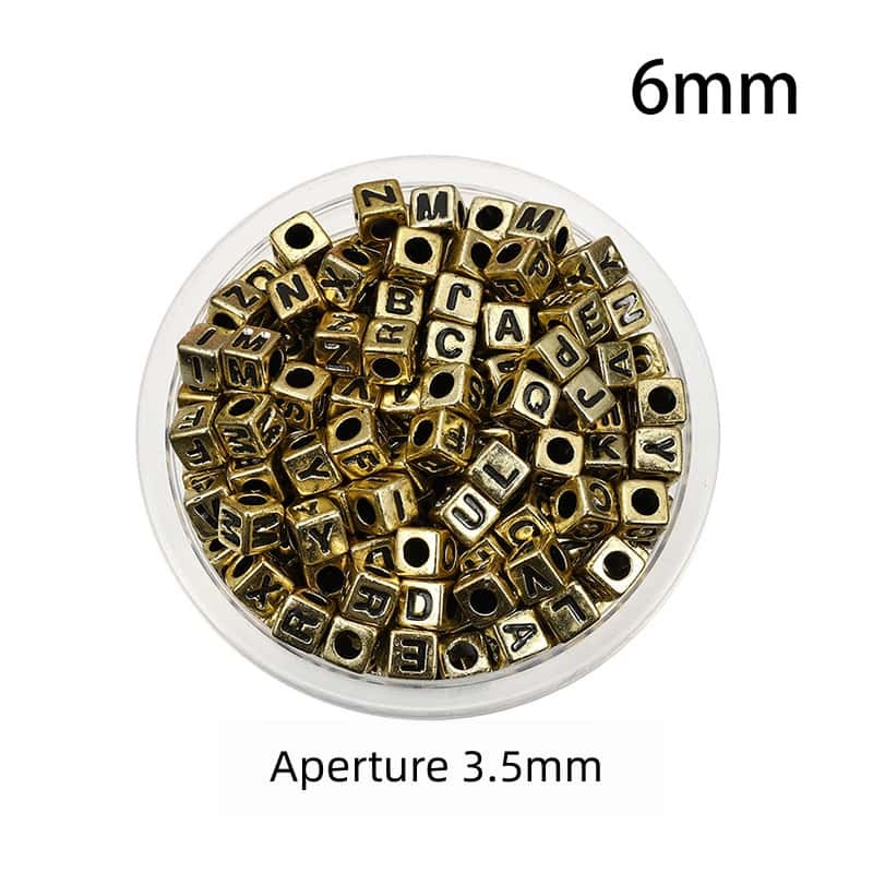 Opaque Acrylic Beads, Large Hole, Square, Alphabet Beads, Hole:3.5mm, 5mm/6mm/7mm, 120Pcs/Pack