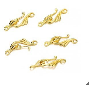 10Sets Zinc Alloy Hook and Eye Clasps, Hook 25x13mm, Eye Clasps 16x5.5mm, Musical Note, about 14g
