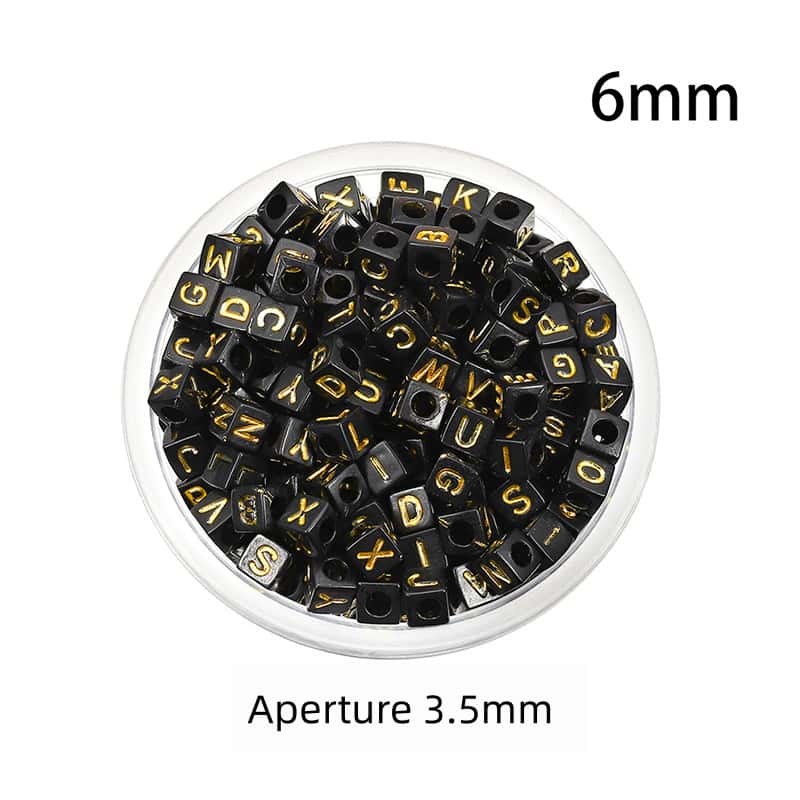 Opaque Acrylic Beads, Large Hole, Square, Alphabet Beads, Hole:3.5mm, 5mm/6mm/7mm, 120Pcs/Pack