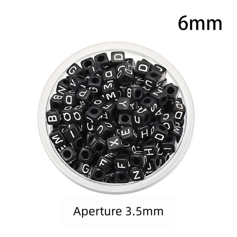 Opaque Acrylic Beads, Large Hole, Square, Alphabet Beads, Hole:3.5mm, 5mm/6mm/7mm, 120Pcs/Pack