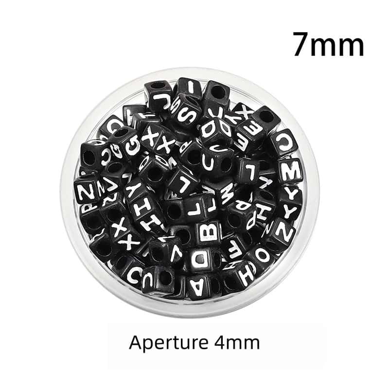 Opaque Acrylic Beads, Large Hole, Square, Alphabet Beads, Hole:3.5mm, 5mm/6mm/7mm, 120Pcs/Pack