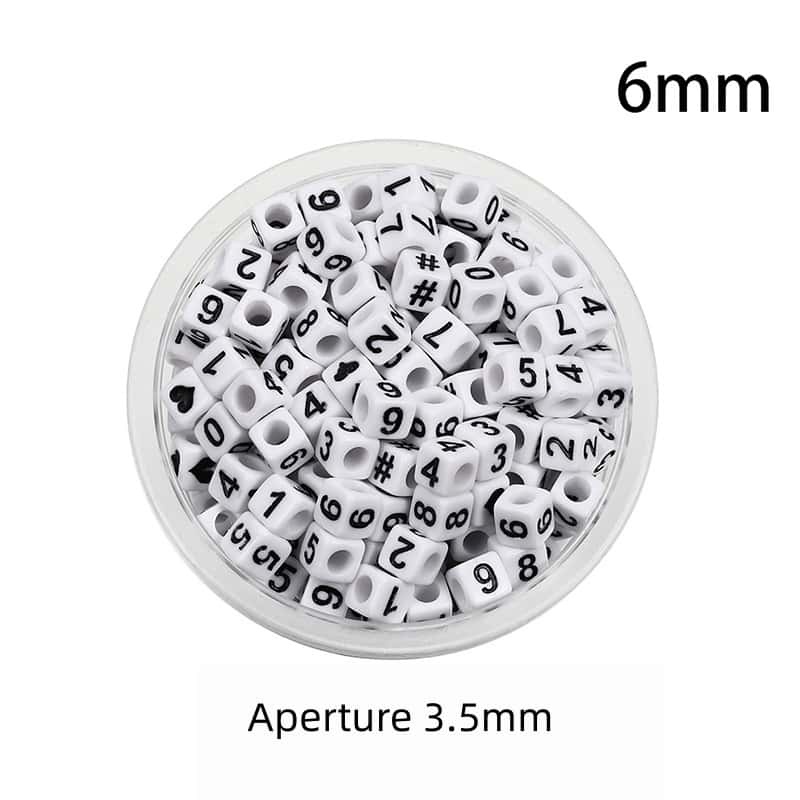 Opaque Acrylic Beads, Large Hole, Square, Alphabet Beads, Hole:3.5mm, 5mm/6mm/7mm, 120Pcs/Pack