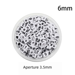 White Black Number Beads Small【19g】