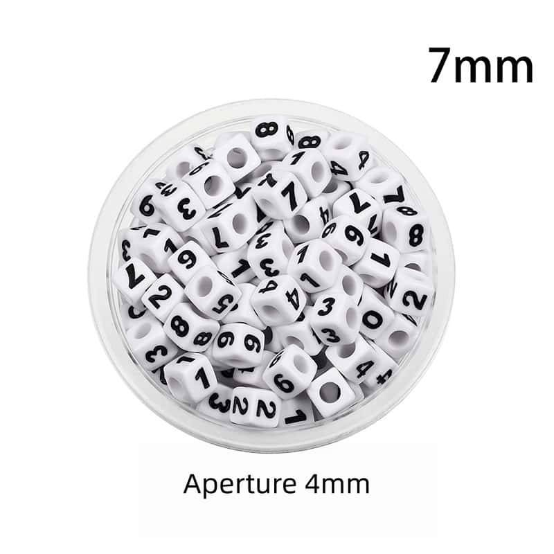 Opaque Acrylic Beads, Large Hole, Square, Alphabet Beads, Hole:3.5mm, 5mm/6mm/7mm, 120Pcs/Pack