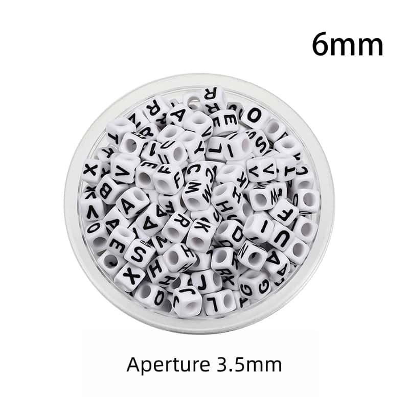 Opaque Acrylic Beads, Large Hole, Square, Alphabet Beads, Hole:3.5mm, 5mm/6mm/7mm, 120Pcs/Pack
