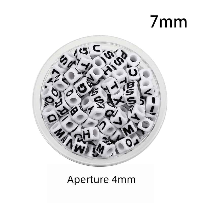 Opaque Acrylic Beads, Large Hole, Square, Alphabet Beads, Hole:3.5mm, 5mm/6mm/7mm, 120Pcs/Pack