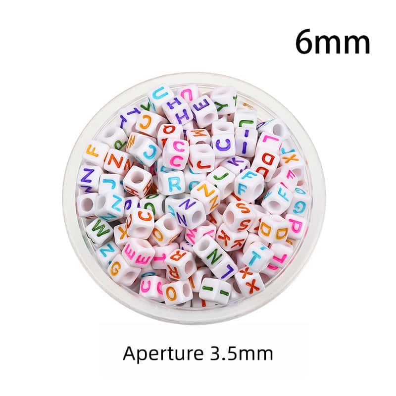 Opaque Acrylic Beads, Large Hole, Square, Alphabet Beads, Hole:3.5mm, 5mm/6mm/7mm, 120Pcs/Pack