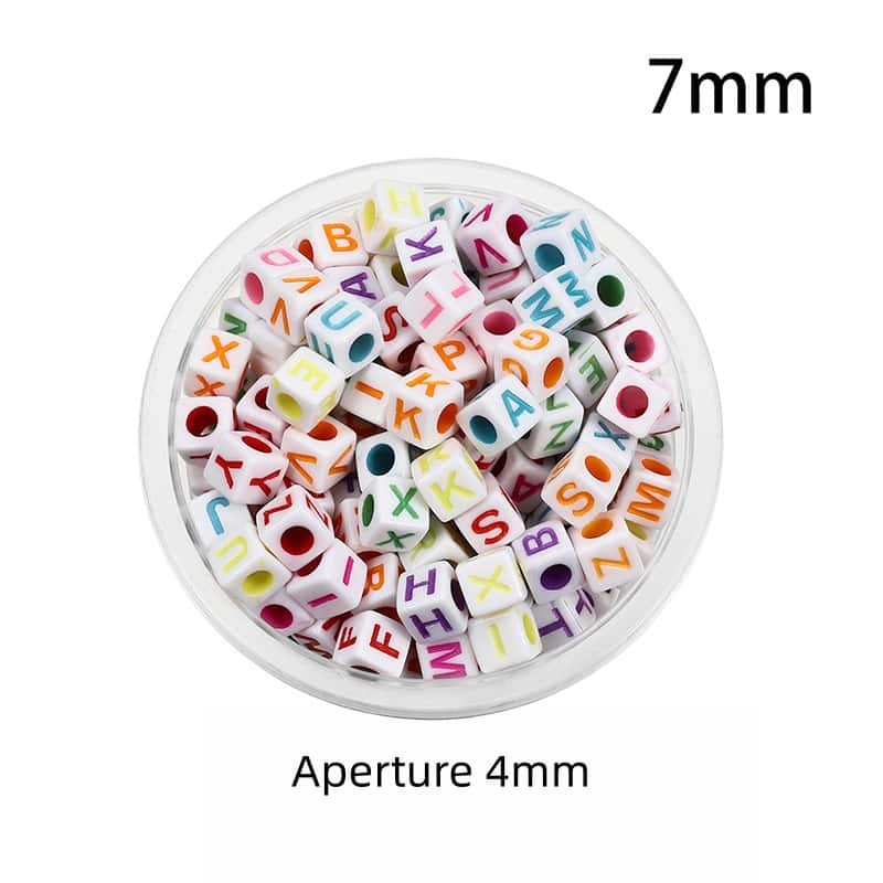 Opaque Acrylic Beads, Large Hole, Square, Alphabet Beads, Hole:3.5mm, 5mm/6mm/7mm, 120Pcs/Pack