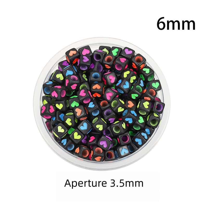 Opaque Acrylic Beads, Large Hole, Square, Alphabet Beads, Hole:3.5mm, 5mm/6mm/7mm, 120Pcs/Pack