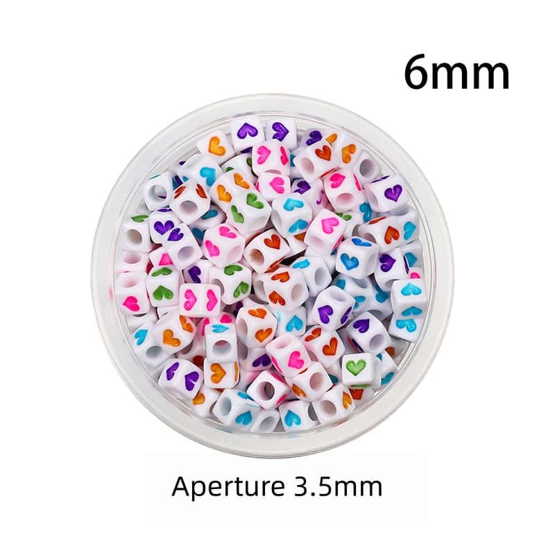 Opaque Acrylic Beads, Large Hole, Square, Alphabet Beads, Hole:3.5mm, 5mm/6mm/7mm, 120Pcs/Pack