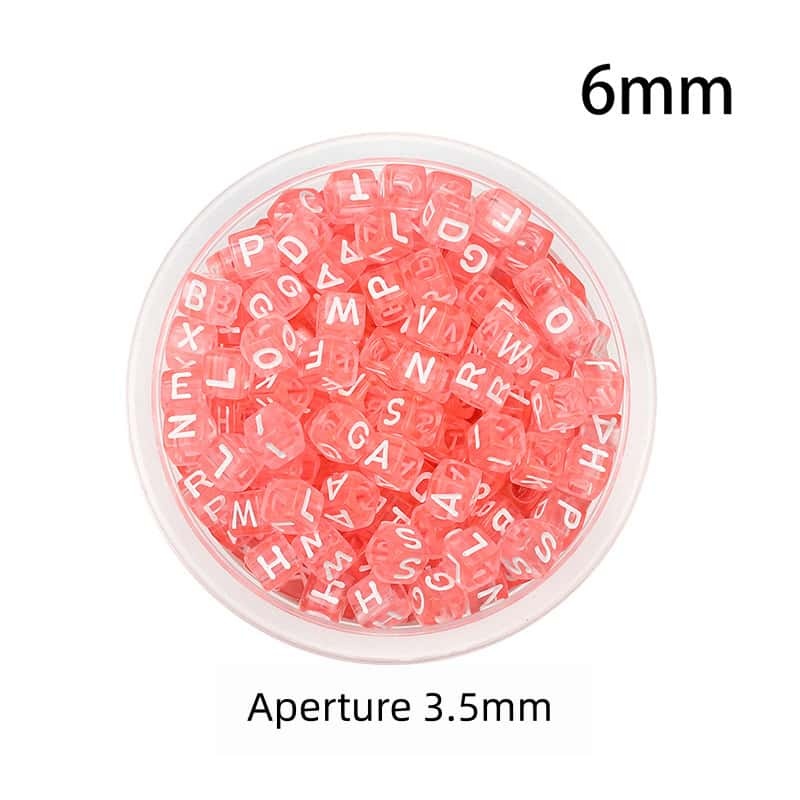 Opaque Acrylic Beads, Large Hole, Square, Alphabet Beads, Hole:3.5mm, 5mm/6mm/7mm, 120Pcs/Pack