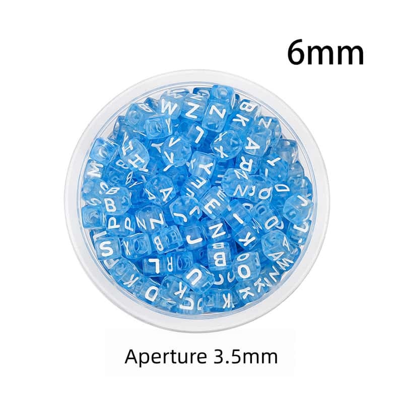 Opaque Acrylic Beads, Large Hole, Square, Alphabet Beads, Hole:3.5mm, 5mm/6mm/7mm, 120Pcs/Pack