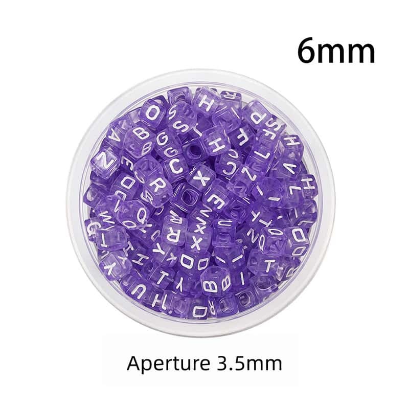 Opaque Acrylic Beads, Large Hole, Square, Alphabet Beads, Hole:3.5mm, 5mm/6mm/7mm, 120Pcs/Pack