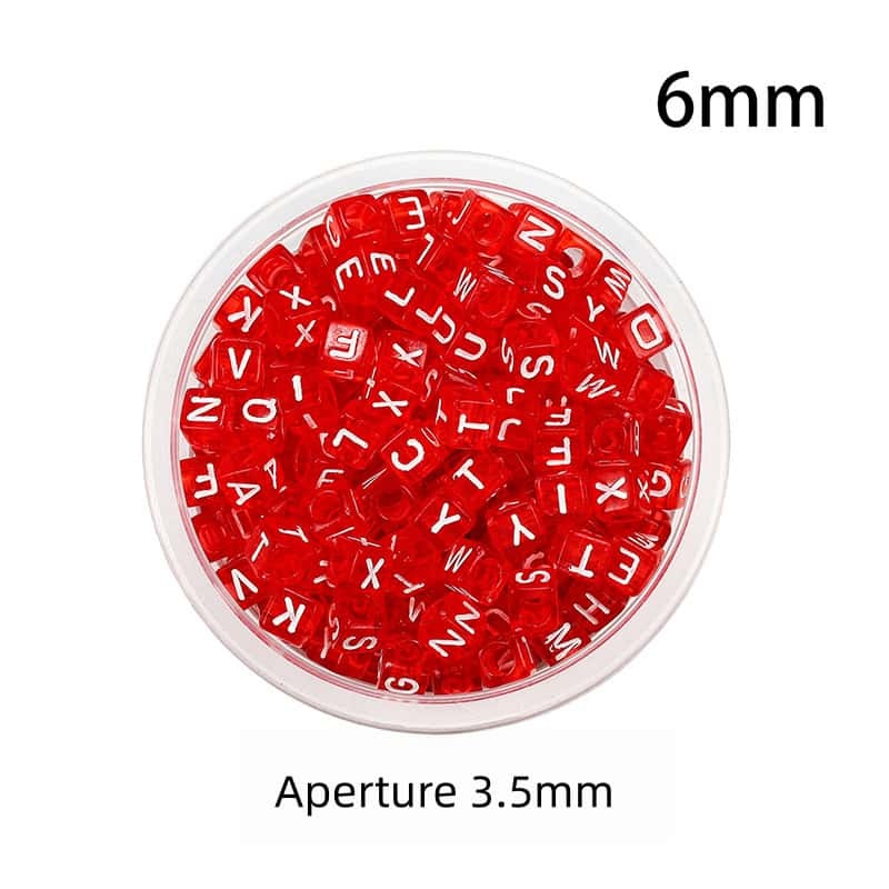 Opaque Acrylic Beads, Large Hole, Square, Alphabet Beads, Hole:3.5mm, 5mm/6mm/7mm, 120Pcs/Pack