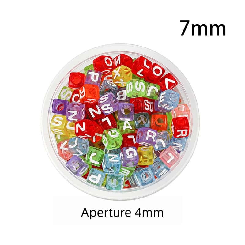 Opaque Acrylic Beads, Large Hole, Square, Alphabet Beads, Hole:3.5mm, 5mm/6mm/7mm, 120Pcs/Pack