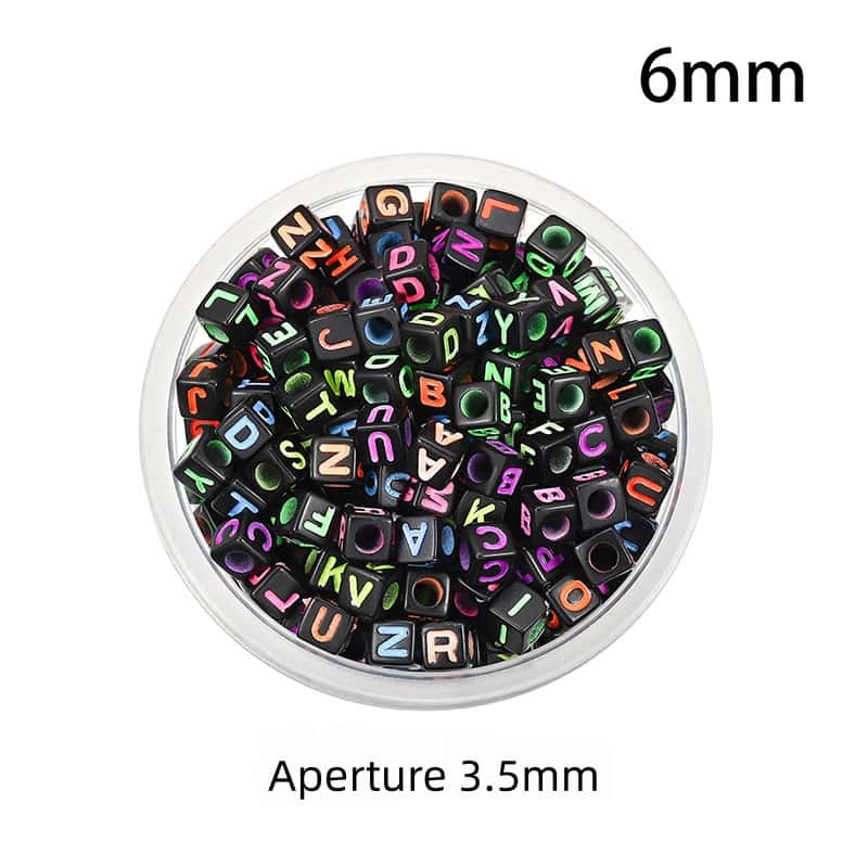 Opaque Acrylic Beads, Large Hole, Square, Alphabet Beads, Hole:3.5mm, 5mm/6mm/7mm, 120Pcs/Pack