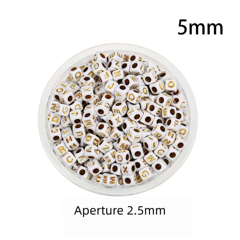 Opaque Acrylic Beads, Large Hole, Square, Alphabet Beads, Hole:3.5mm, 5mm/6mm/7mm, 120Pcs/Pack