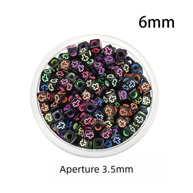 Opaque Acrylic Beads, Large Hole, Square, Alphabet Beads, Hole:3.5mm, 5mm/6mm/7mm, 120Pcs/Pack
