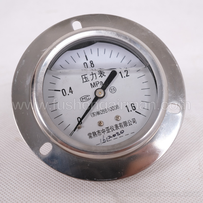 2105010170 Fusheng genuine screw compressor 2-1/2"1.6MPa back connection type oil filling pressure gauge