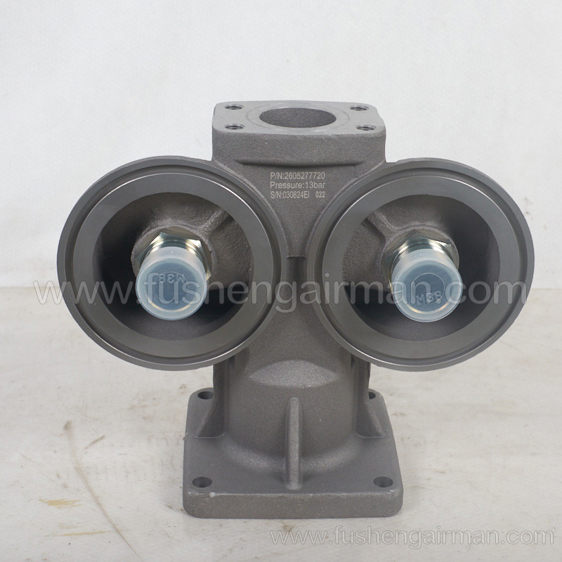 2605277720 Fusheng genuine screw compressor DN50-2 oil filter holder double oil filter 13bar
