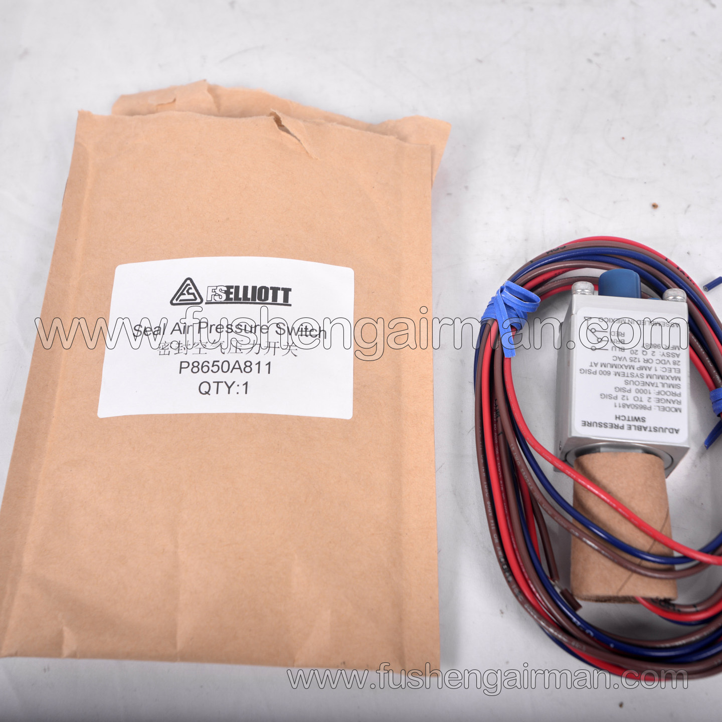 P8650A811 Fusheng Elliott Centrifugal Air Compressor Genuine Replacement Part: Sealed Air Pressure Switch