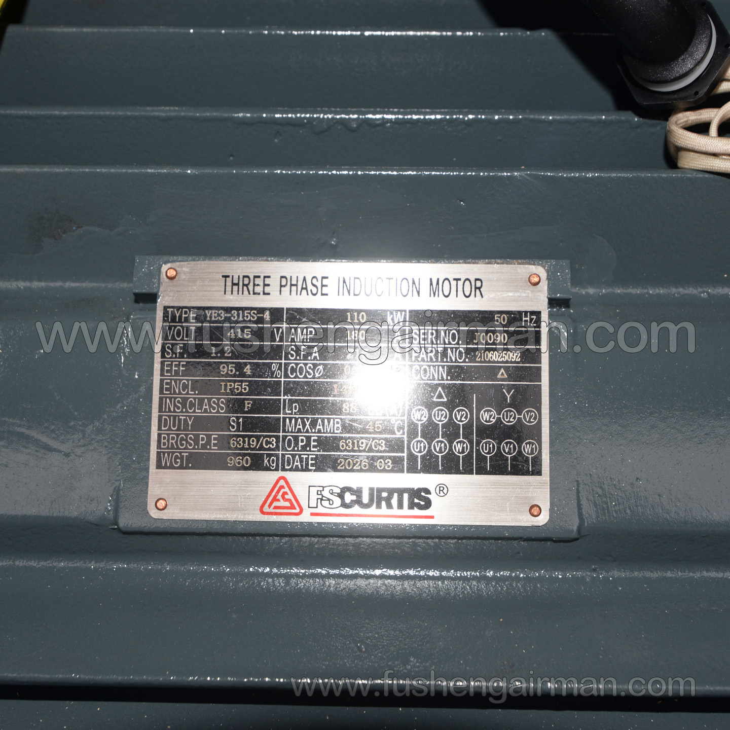 2106025092 Fusheng Curtis Air Compressor Motor IE3-315S-4, B35, 110 kW