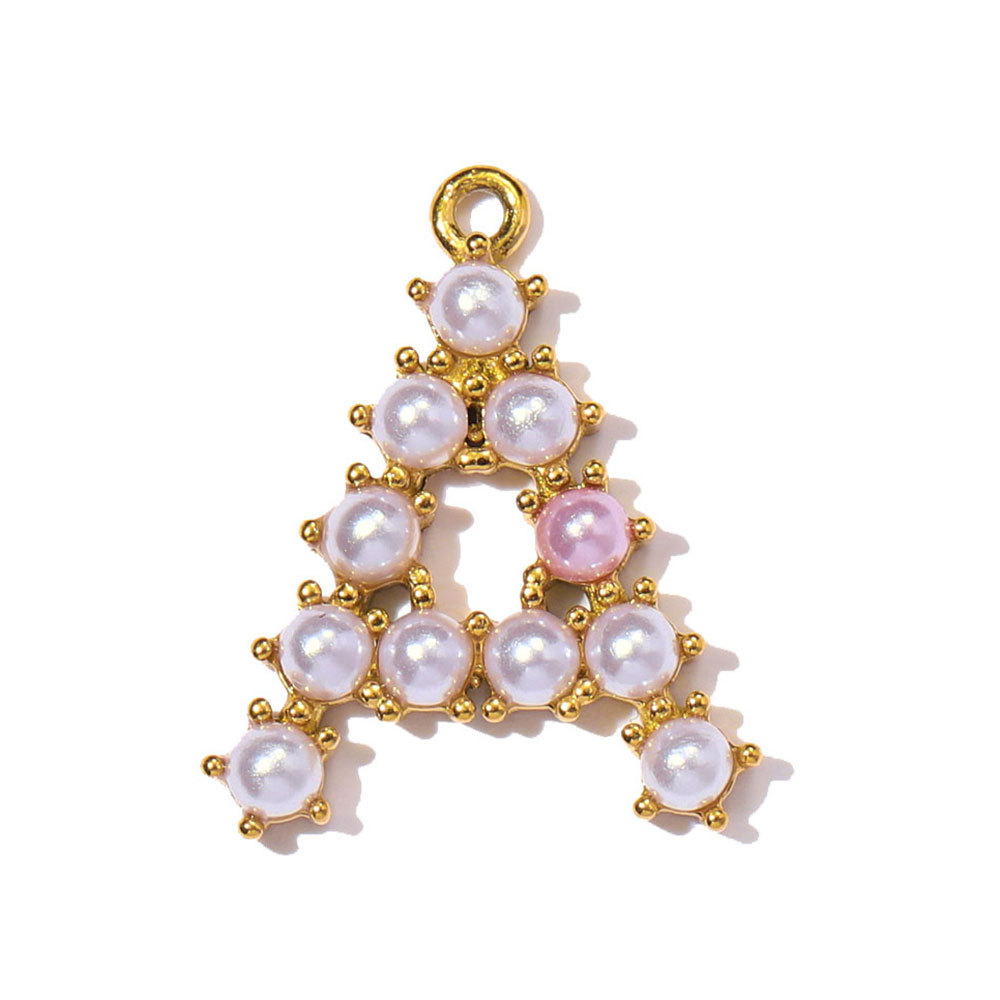 6pcs/Lot Stainless Steel Imitation Pearl English Letter DIY Earring Charms Alphabet A-Z Initial Women Name Necklace Pendants