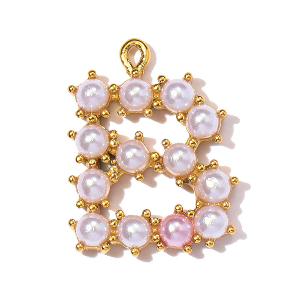 6pcs/Lot Stainless Steel Imitation Pearl English Letter DIY Earring Charms Alphabet A-Z Initial Women Name Necklace Pendants