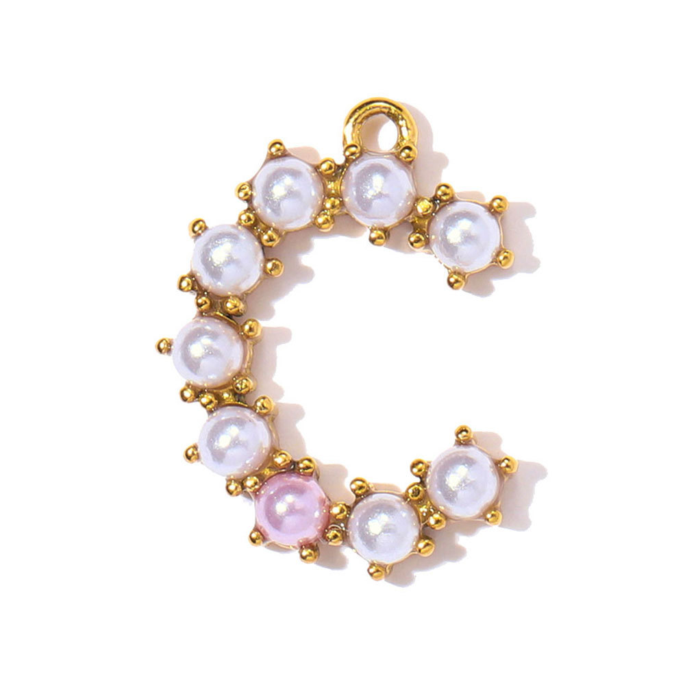 6pcs/Lot Stainless Steel Imitation Pearl English Letter DIY Earring Charms Alphabet A-Z Initial Women Name Necklace Pendants