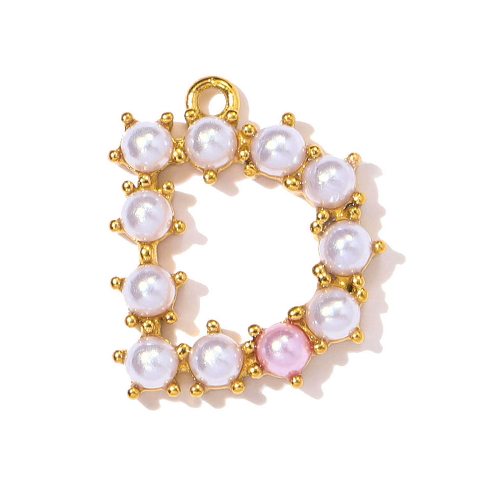 6pcs/pack Stainless Steel Imitation Pearl English Letter DIY Earring Charms Alphabet A-Z Initial Women Name Necklace Pendants