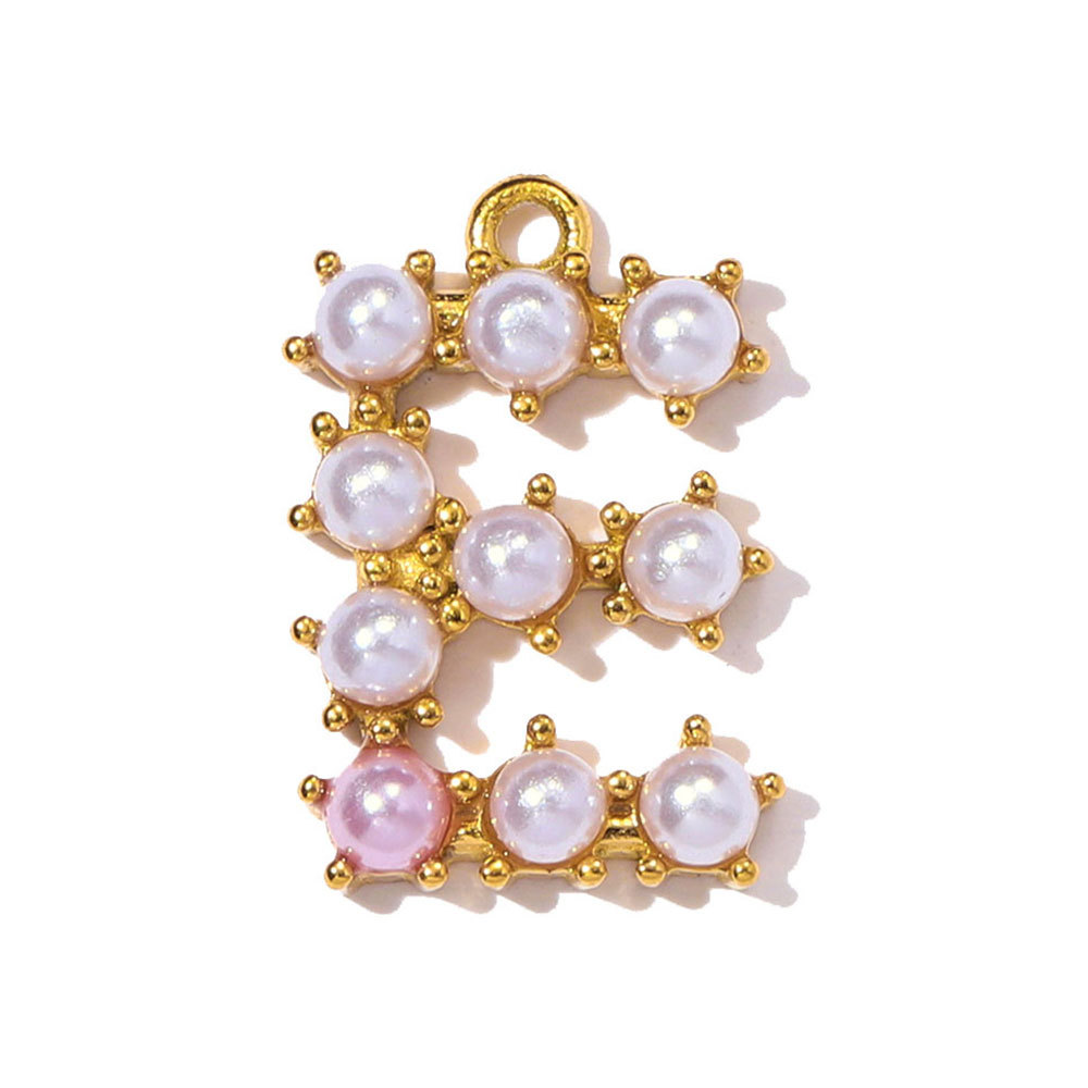 6pcs/pack Stainless Steel Imitation Pearl English Letter DIY Earring Charms Alphabet A-Z Initial Women Name Necklace Pendants