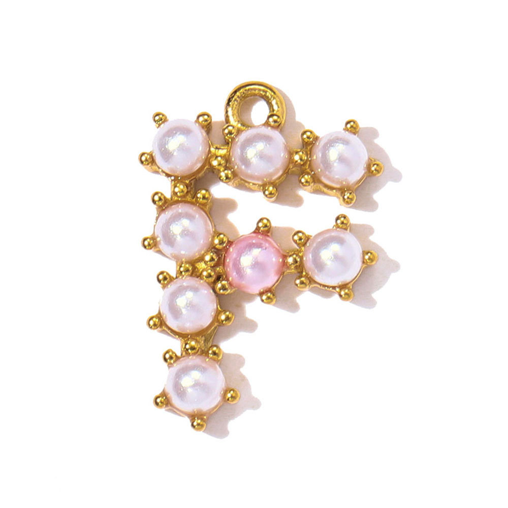 6pcs/pack Stainless Steel Imitation Pearl English Letter DIY Earring Charms Alphabet A-Z Initial Women Name Necklace Pendants